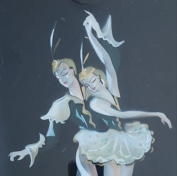 Vintage Framed Harlequin Ballet Dancers - Wall Decor
